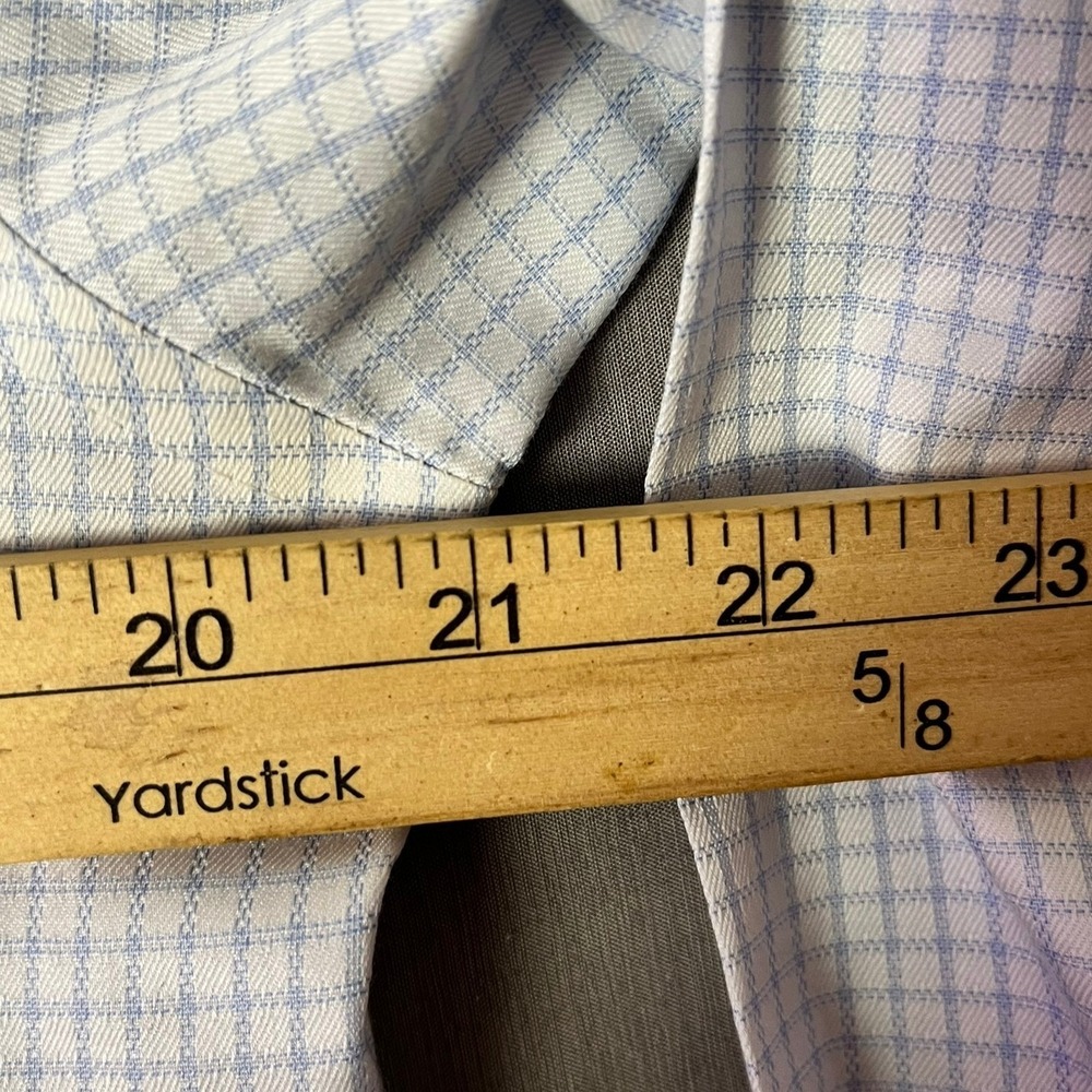Jos. A. Bank Button-Down Mens 16-34 Reserve Slim Fit Light Blue Check EUC - Picture 10 of 11
